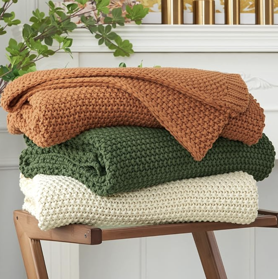 Organic Cotton Chunky Knit Throw Blanket